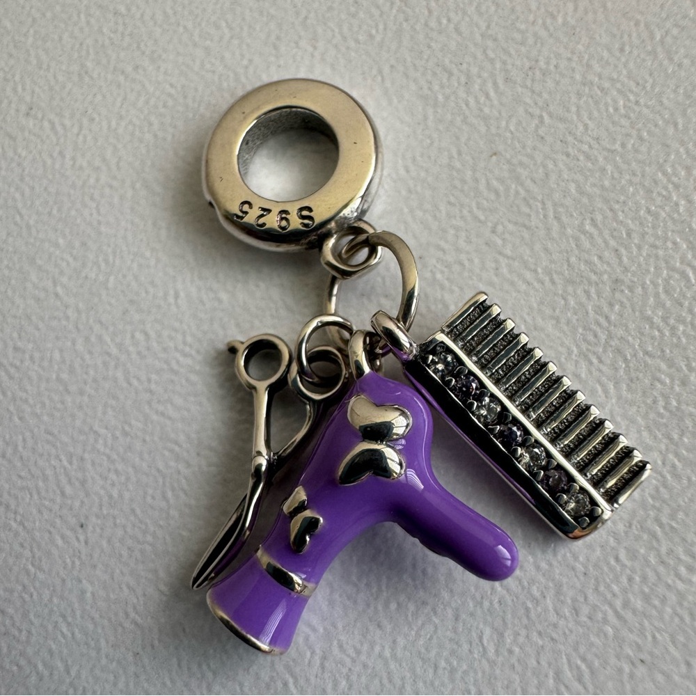 925 Sterling Silver Lady Hair Care Charm - Picture 9 of 10